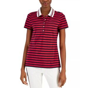 Tommy Hilfiger Women's Short Sleeve S Twin tipped Striped Polo Shirt $54 NWT
